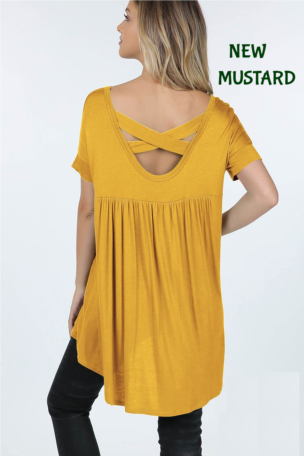 10004 1/4S HiLo X Back V Neck TOPS 314-324