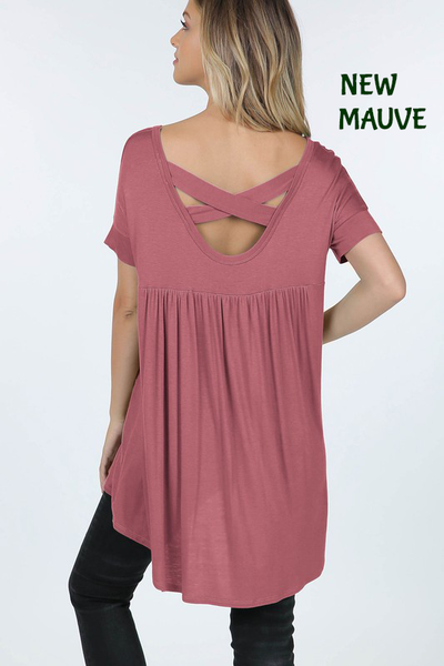 10004 1/4S HiLo X Back V Neck TOPS 325-328