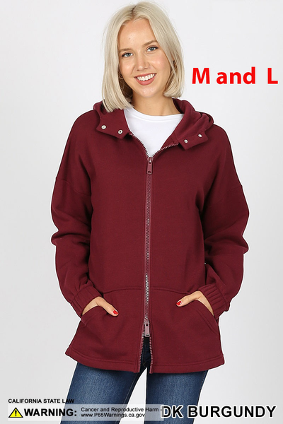 5821 2 Way Zipper HOODIE w Kangaroo PKT in DK BURGUNDY HQ-HA11B G
