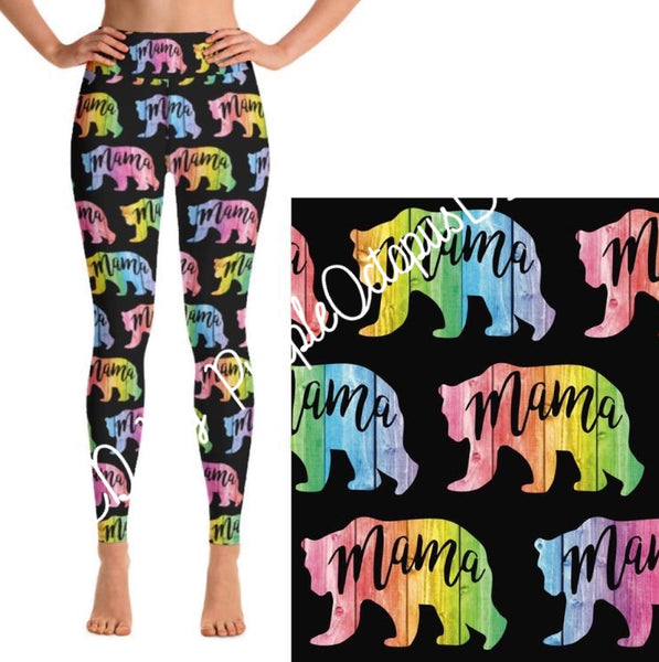 $17 XY .. 9162 Rainbow Mama Bear DESIGNER LEGGINGS HQ-PBB
