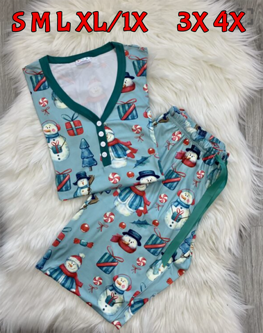 1612pj 4/4S Snowmen w Green PJ SET HQ-N8A ON SALE