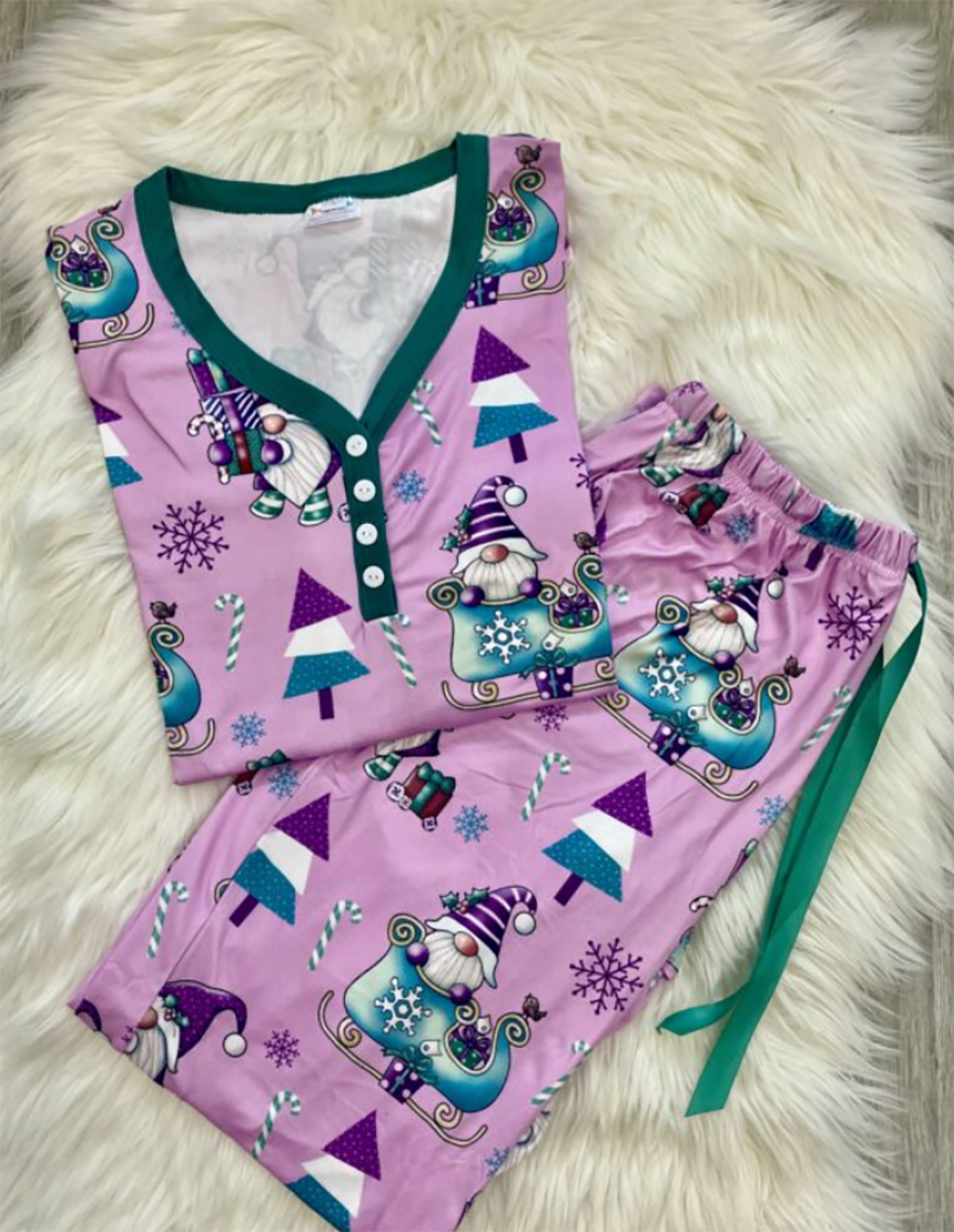 1617pj 4/4S Gnomes w Green Mauve PJ SET HQ-N74C