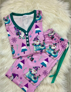 1617pj 4/4S Gnomes w Green Mauve PJ SET HQ-N74C