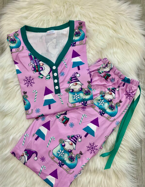 1617pj 4/4S Gnomes w Green Mauve PJ SET HQ-N74C