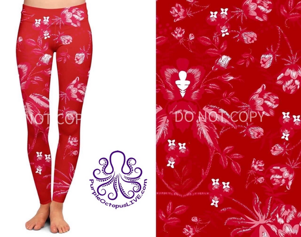 249 Floral Reds DESIGNER LEGGINGS HQ-BBA1