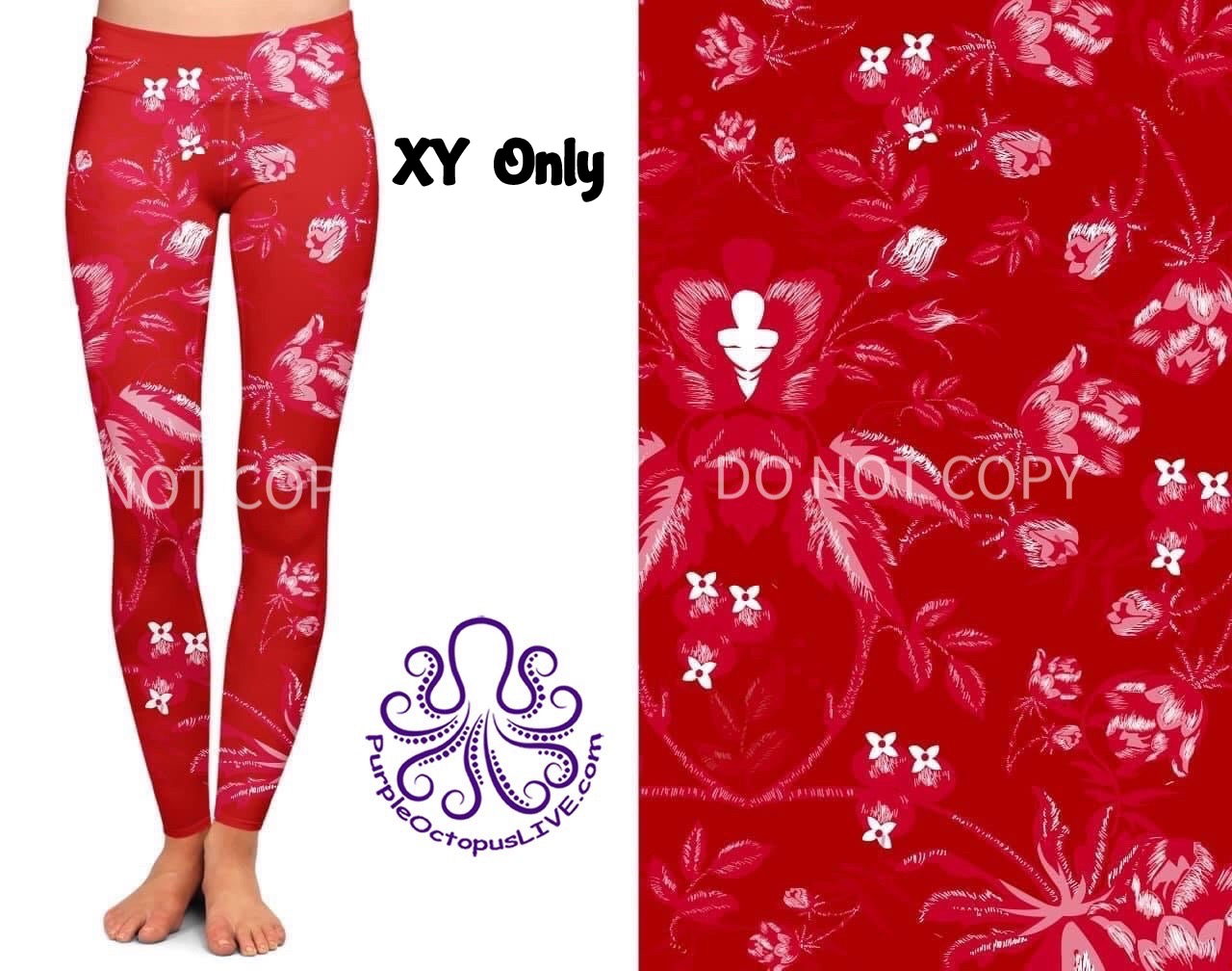 249 Floral Reds DESIGNER LEGGINGS HQ-BBA1