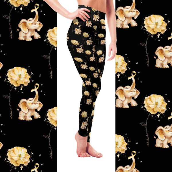 259BB Child Cancer Awareness DESIGNER LEGGINGS HQ-PBB SO