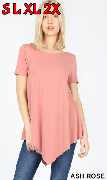 4982 1/4S Triangle Hem Boat Neck TOP in ASH ROSE HQ-N2A