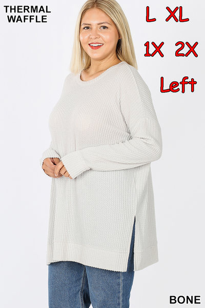 50025 4/4S Thermal Waffle R Neck SWEATERS in BONE HQ-G7C