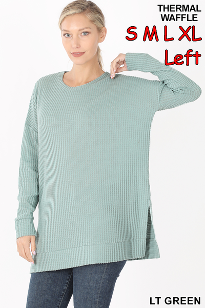 50027 4/4S Thermal Waffle R Neck SWEATERS in LT GREEN HQ-M7T