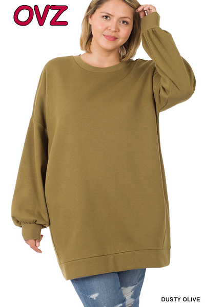 50041 4/4S OVZ LL R Neck SWEATSHIRT w PKTS in DUSTY OLIVE HQ-L16C