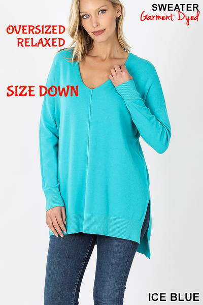 5585 4/4S V Neck Center Seam SWEATER in ICE BLUE HQ-N119C