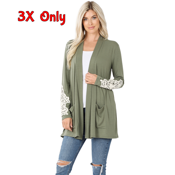 5595 4/4S Lace Patch CARDIGAN in LT OLIVE HQ-N18B