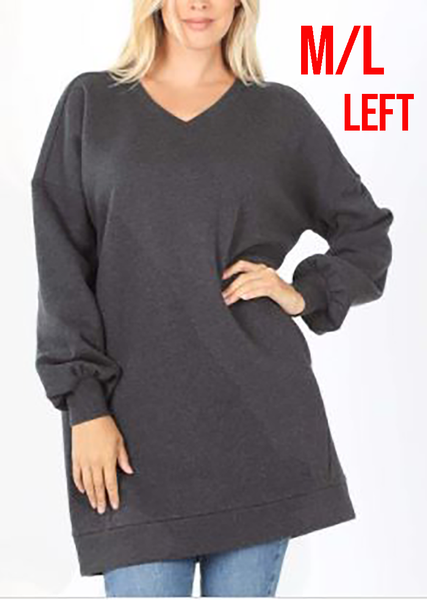 $20 .. OVZ M/L was $37 .. 5715 4/4S OVZ V Neck SWEATSHIRT w PKTS in CHARCOAL HQ-E42T