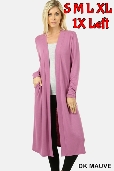 5731 4/4S Open Front DUSTER w/ Pockets in DK MAUVE HQ-N2B