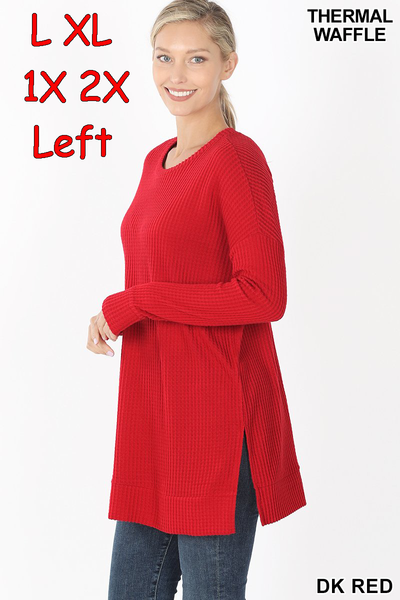 5888 4/4S Thermal Waffle R Neck SWEATERS in DK RED HQ-M6C
