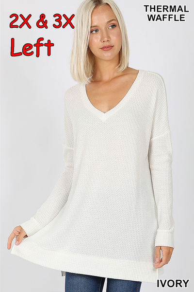 5980 4/4S Thermal Waffle V Neck SWEATERS IN IVORY HQ-F42C