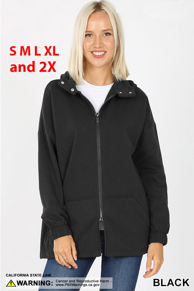 5820 2 Way Zipper HOODIE w Kangaroo PKT in BLACK HQ-I36C