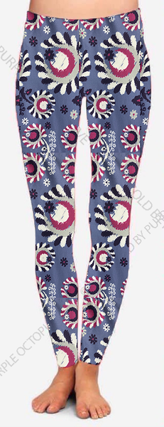 7128 Peppermint Floral DESIGNER LEGGINGS HQ-K21C G