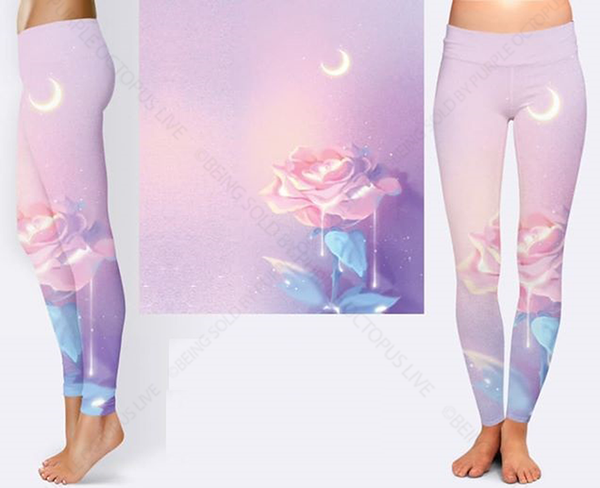 7130 Pastel Moon Rose DESIGNER LEGGINGS HQ-F49B G