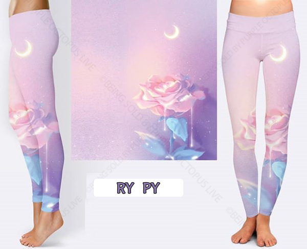 7130 Pastel Moon Rose DESIGNER LEGGINGS HQ-F49B G