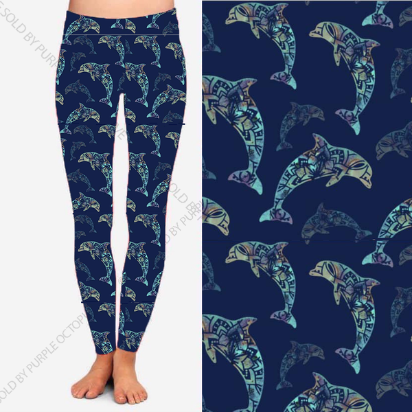 7132 Mosaic Dolphins DESIGNER LEGGINGS HQ-I16B G