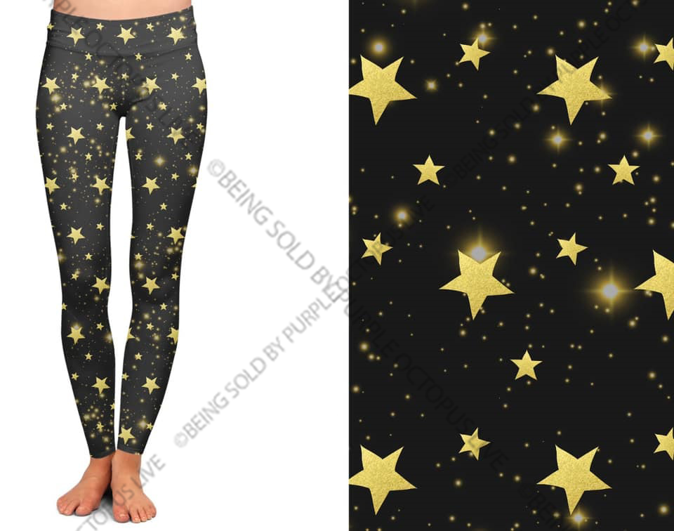 7188 Gold Stars DESIGNER LEGGINGS HQ-G19B