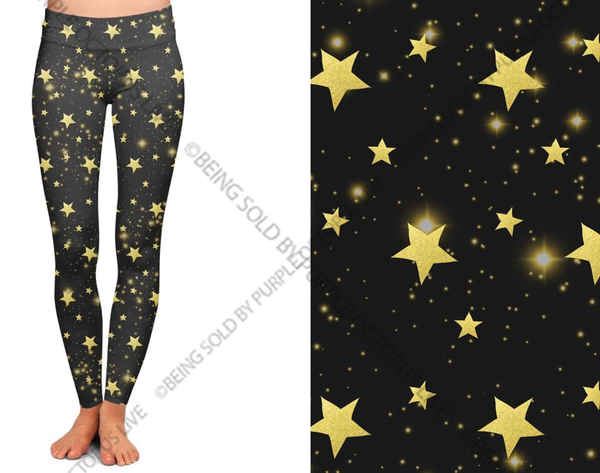 7188 Gold Stars DESIGNER LEGGINGS HQ-G19B