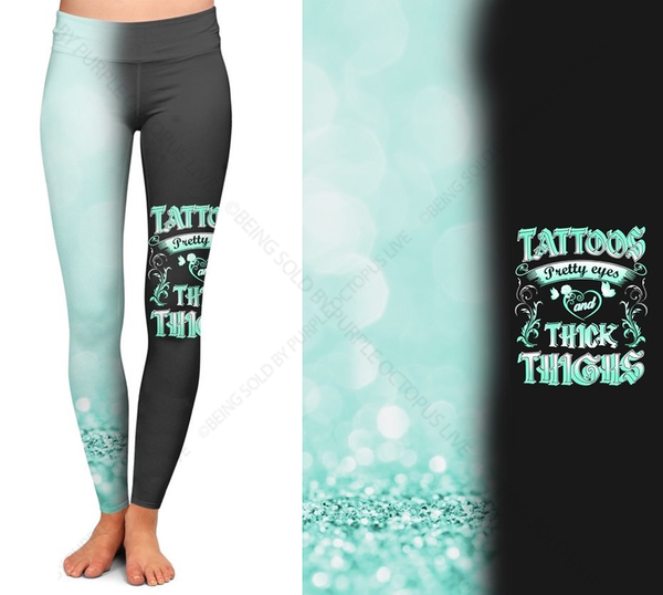 7197 Teal Pretty Eyes DESIGNER LEGGINGS HQ-N129B G