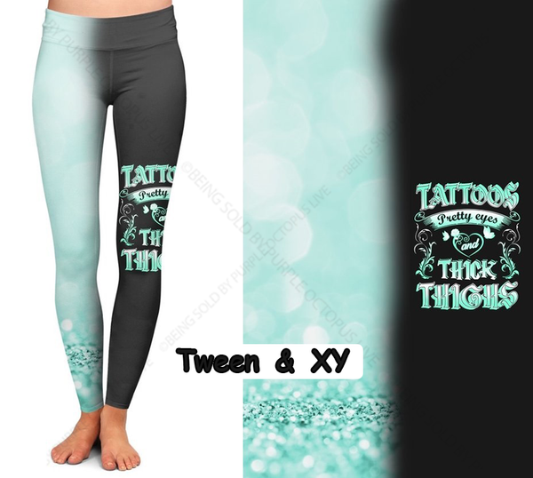 7197 Teal Pretty Eyes DESIGNER LEGGINGS HQ-N129B G