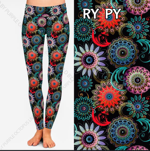 7223 Floral Spiro DESIGNER LEGGINGS HQ-HA43A G