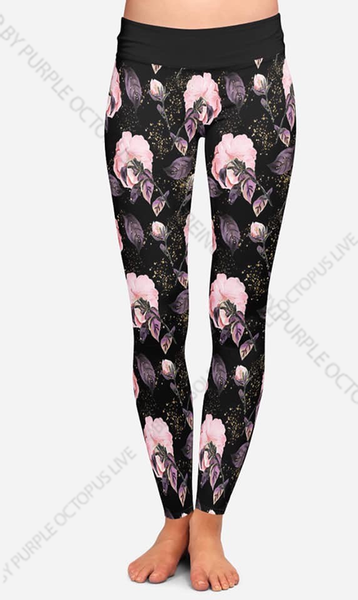 7238 Garden Glows Floral DESIGNER LEGGINGS HQ-HA26CC G