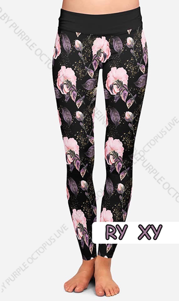 7238 Garden Glows Floral DESIGNER LEGGINGS HQ-HA26CC G
