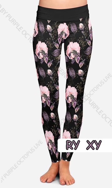 7238 Garden Glows Floral DESIGNER LEGGINGS HQ-HA26CC G