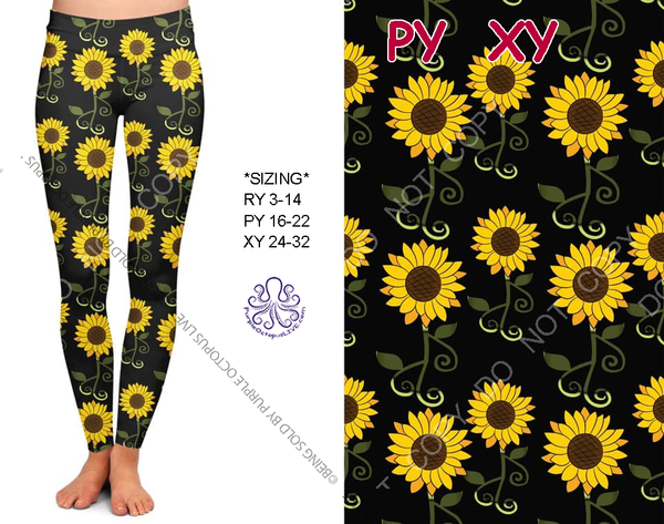 7381 Sunflowers & Vines DESIGNER LEGGINGS HQ-BBOK