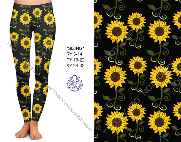 7381 Sunflowers & Vines DESIGNER LEGGINGS HQ-BBOK