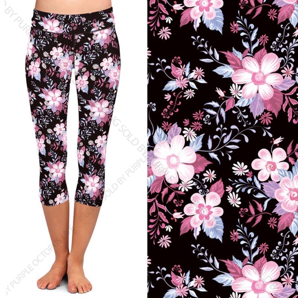 7459 Fabulous Floral DESIGNER LEGGINGS (Capri Left) HQ-PBB