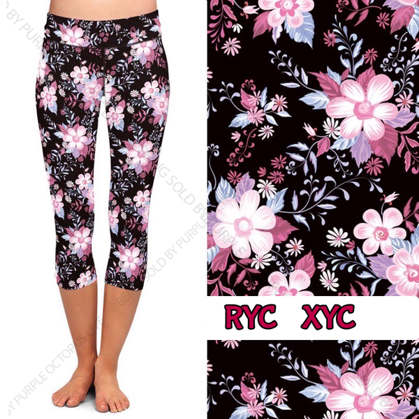 7459 Fabulous Floral DESIGNER LEGGINGS (Capri Left) HQ-PBB