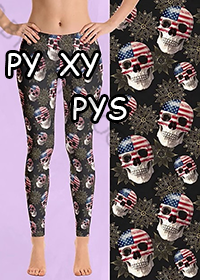 7488 Patriotic Skulls DESIGNER LEGGINGS HQ-BBOK