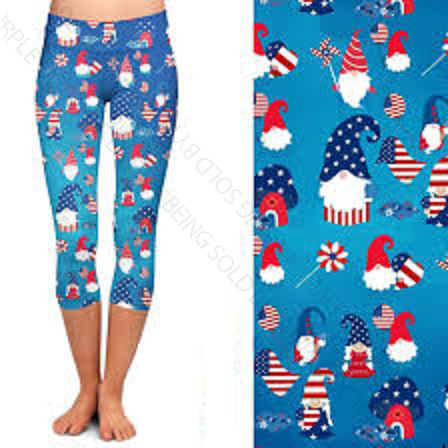 7489 Patriotic Gnomes DESIGNER LEGGINGS HQ-JULY4 CAPRI ONLY