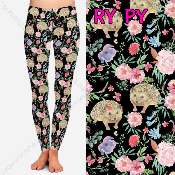 7517 Hedgehog Floral DESIGNER LEGGINGS HQ-PBB