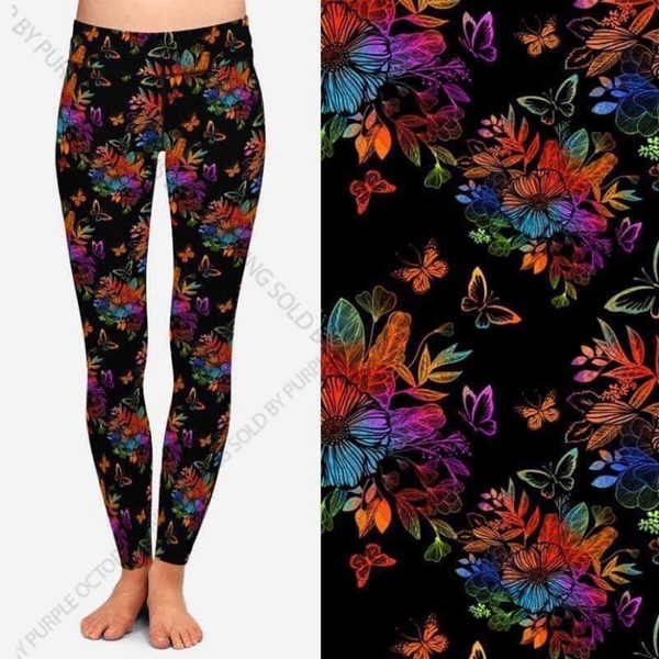 7544 Butterfly Blossoms DESIGNER LEGGINGS or CAPRI HQ-BBOK