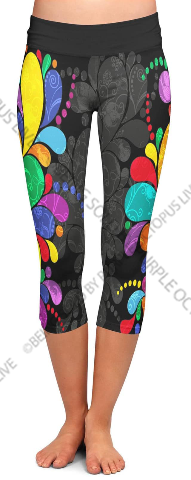 7582 Rainbow Floral Splash DESIGNER LEGGINGS HQ-G6B