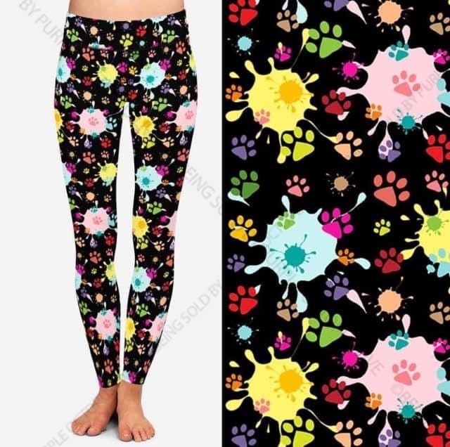 7595 Paw Print Splatter DESIGNER LEGGINGS HQ-PBB