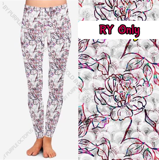 7604 Floral Artwork DESIGNER LEGGINGS HQ-PBB