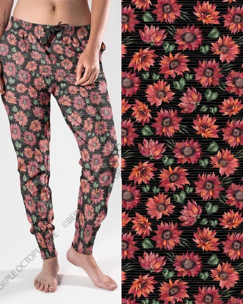 7638j Red Wave Sunflower DESIGNER JOGGERS HQ-HA20C NC