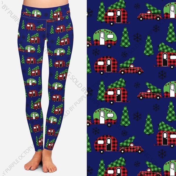 7642 Plaid Campers DESIGNER LEGGINGS HQ-M41B
