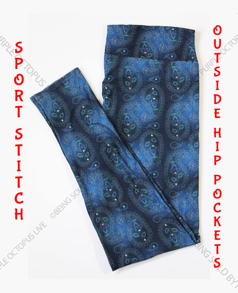 7650 Almost Denim Paisley w PKTS DESIGNER LEGGINGS HQ-PBB