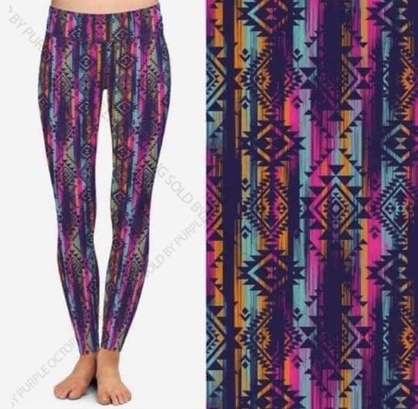 7662 Vertical Aztec DESIGNER LEGGINGS HQ-PBB