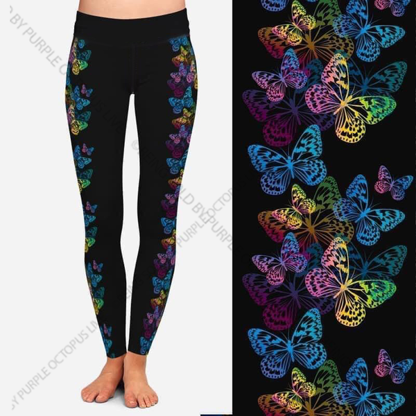7668 Butterflies On The Side DESIGNER LEGGINGS HQ-PBB